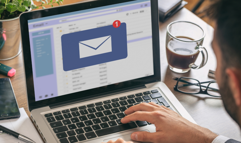 Laptop with email open